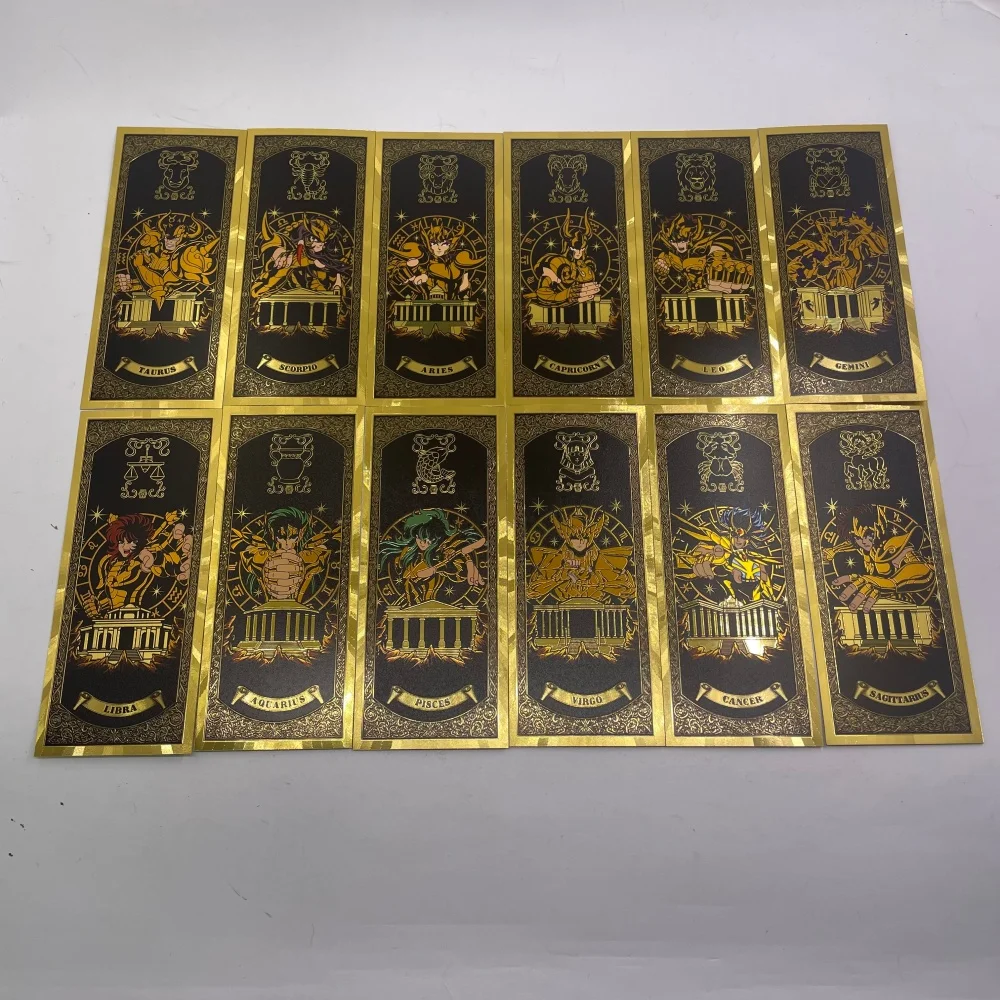 

Saint Seiya 12 Zodiac Signs Gold Card Gold Banknote Premium Anime Collectible Souvenir Gift for Fans