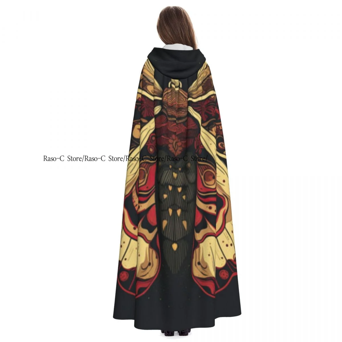 Unisex Adult Moth Wings Cloak with Hood Long Witch Costume Cosplay