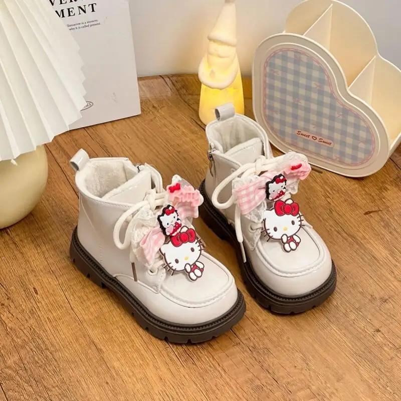 حار سانريو مرحبا كيتي أحذية الطفل Kawaii أنيمي طالب عادية عدم الانزلاق مقاوم للماء مقاومة للاهتراء الراحة عالية الجودة مارتنز الأحذية #4