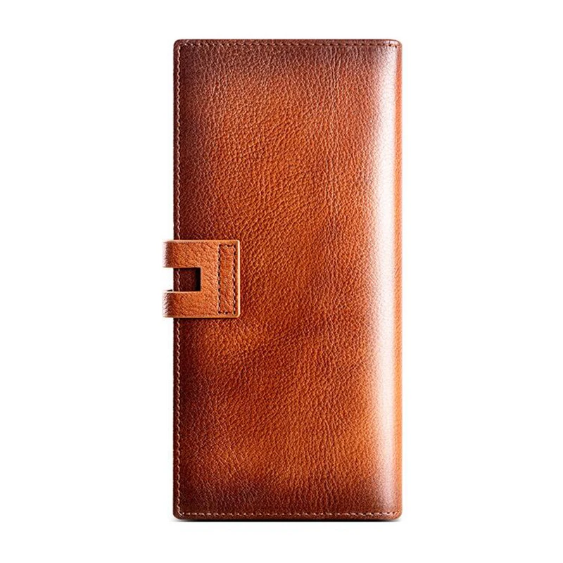 Business Man 100% Cowhide Genuine Leather Wallet Travel Anti RFID Card Holder Long Purse for Men