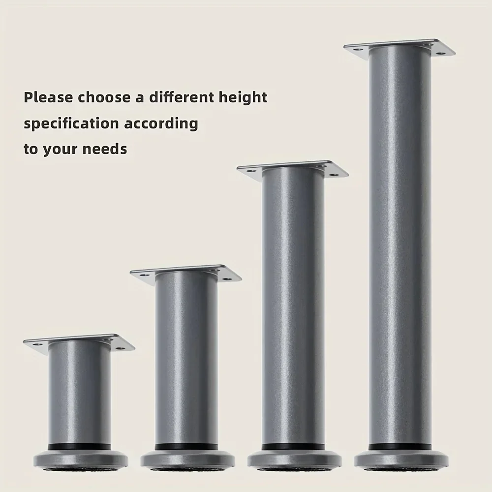 4pcs Adjustable Height Metal Furniture Legs - Polished Metal DIY Installation Support Feet for Cabinets, Sofas, Beds