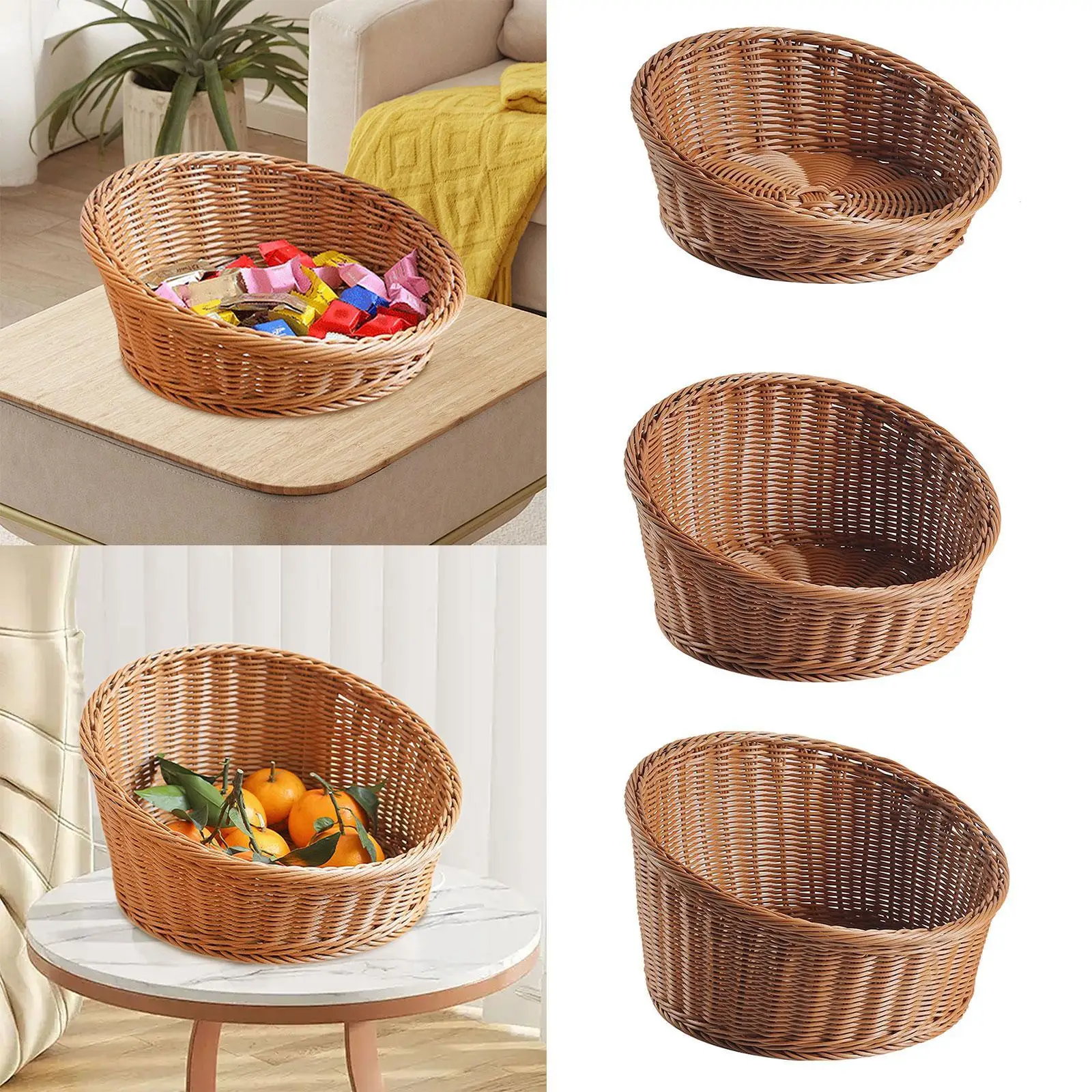 Bread Basket Decorative Imitation Rattan Basket for Desk Dining Room Cafe