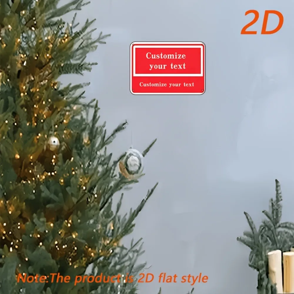 [2D Flat]1pc Custom Text Red White Border Blank Vintage Metal Sign Personalized Wall Decoration(Only For Decoration)