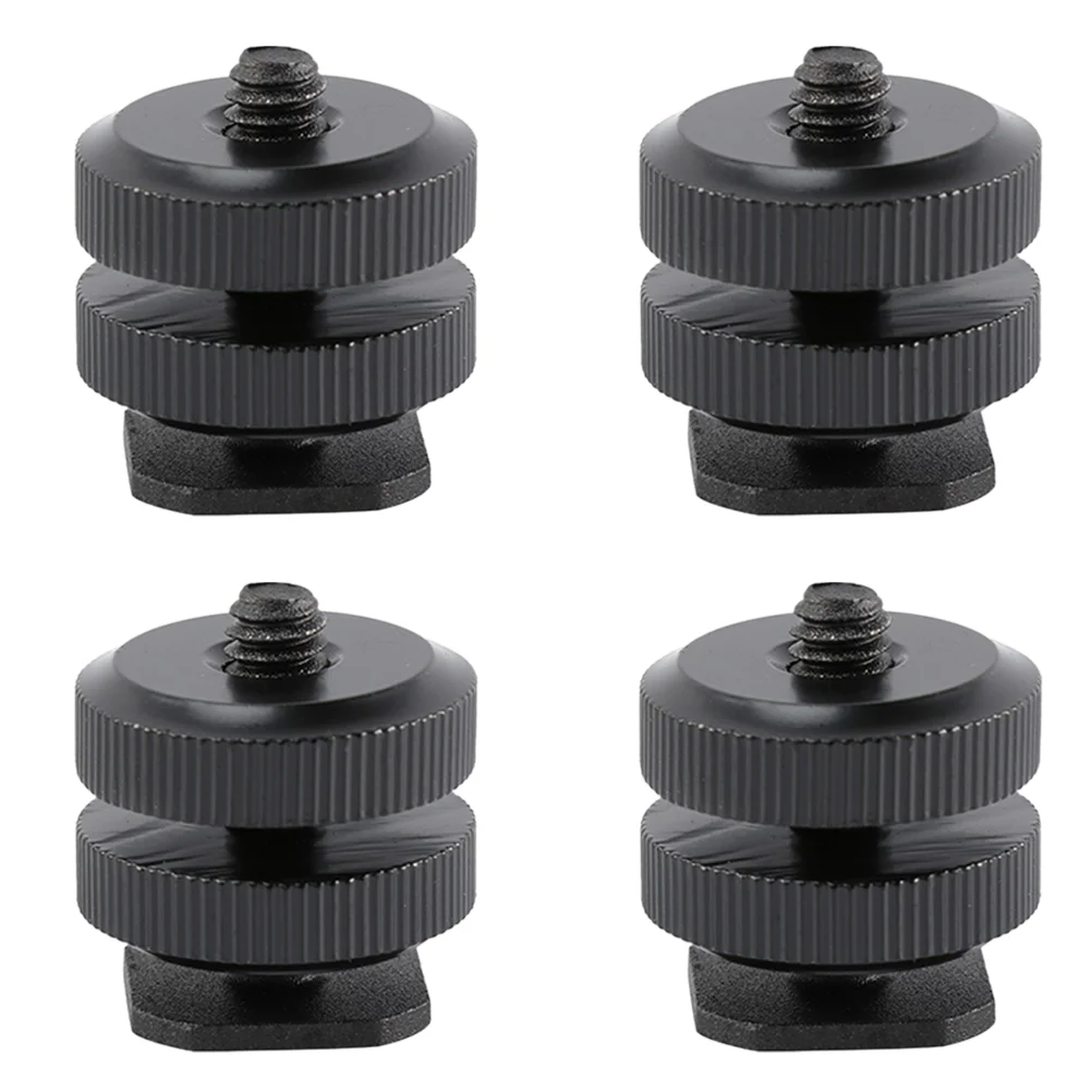

4 Pcs Double Screw Tripod Hole Adapter for Flash Holder Camera Hot Shoe Mount Aluminum Alloy