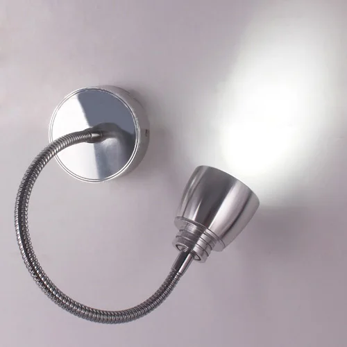 3W LED Wall Lamp Fixture Reading Night Light Soft Pipe Lighting  Cabinet Picture Spotlight Silver Shell Showcase Bedroom Hotel