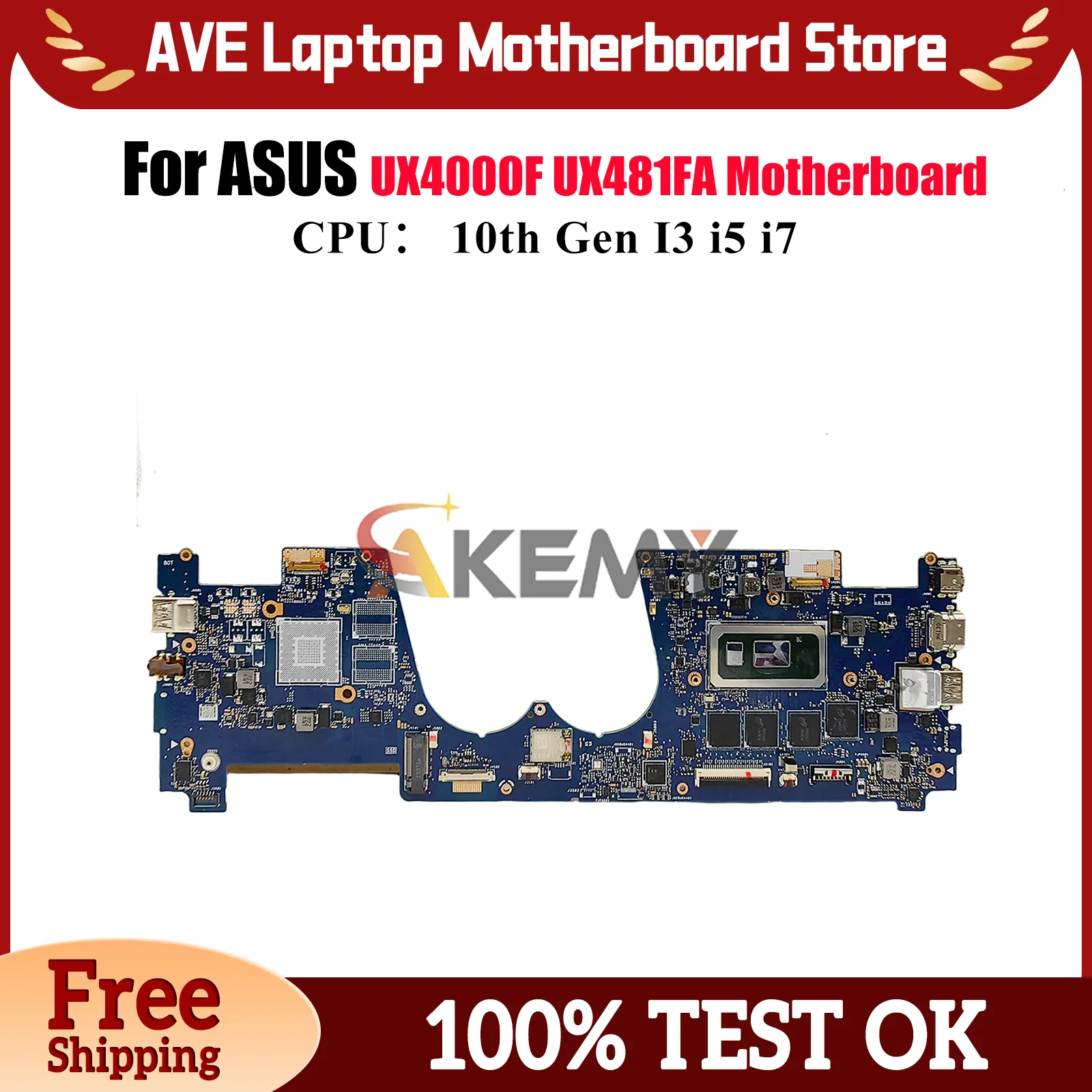 

UX481FA Материнская плата для ноутбука ASUS ZenBook Duo UX481F UX481FL UX4000F Материнская плата 10-го поколения I3 i5 i7 tests ОК быстрая доставка stk