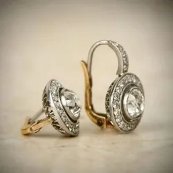 KSRA French Retro Silver Color Inlaid Rhinestone Earrings For Women Engagement Fashion Jewelry 2024 New