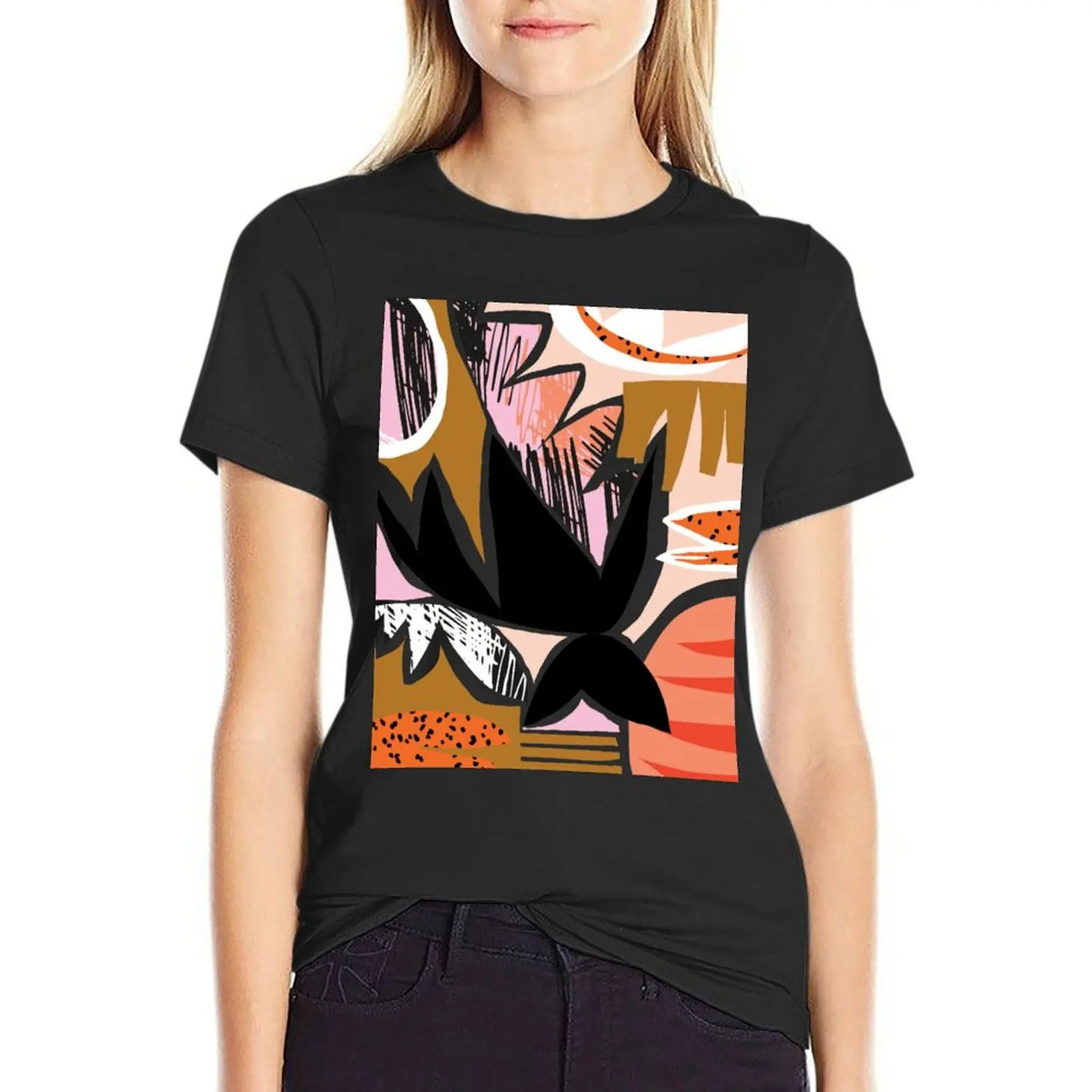 

Refresher // Abstract Bright Print T-Shirt plain oversized lady clothes kawaii clothes Women's clothing