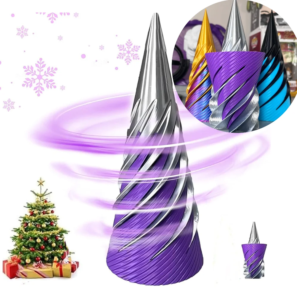 Mini 3D Printed Spiral Cone Toy Fidget Toy Stress Relief Impossible Pyramid Passthrough Sculpture Toy for Kids and Adults Gift