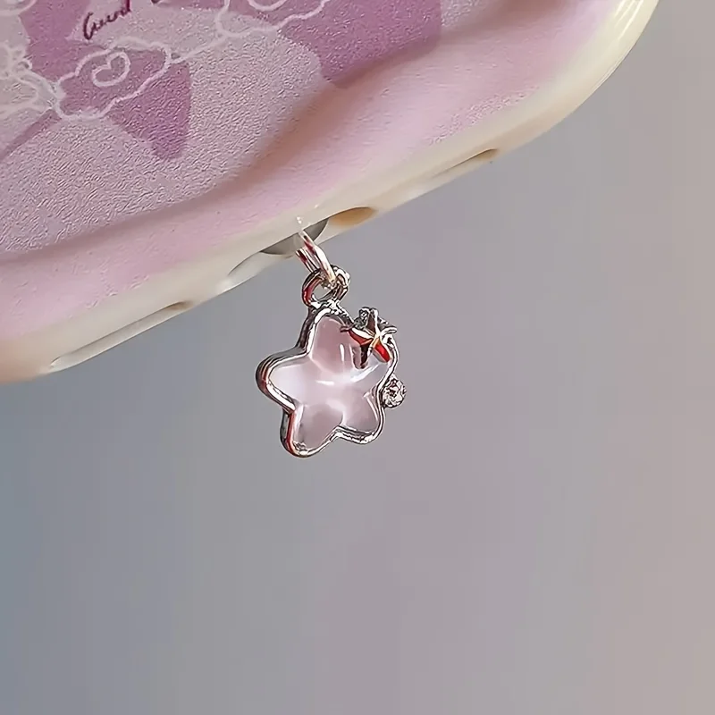 جميل كريستال الخماسي الهاتف الغبار التوصيل قلادة اكسسوارات الديكور آيفون نوع-c ميناء الغبار التوصيل المياه الماس