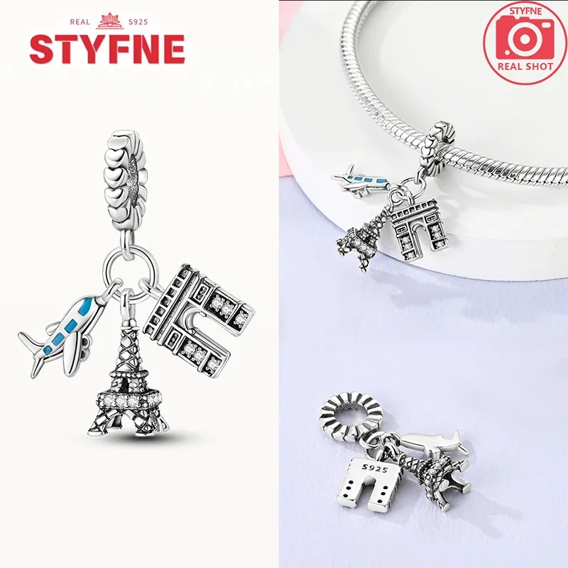 Silver-Plated Mini Eiffel Tower Charms Beads for Bracelets