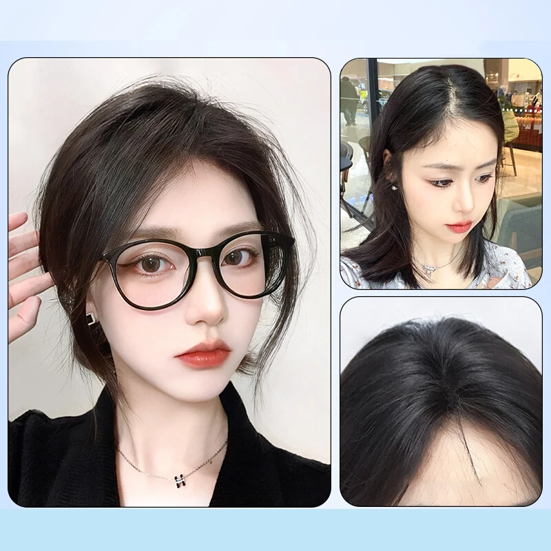 Klip dalam ekstensi rambut poni Perancis klip dalam poni 100% rambut manusia Wispy poni samping dengan candi Hairpieces untuk wanita sehari-hari AS