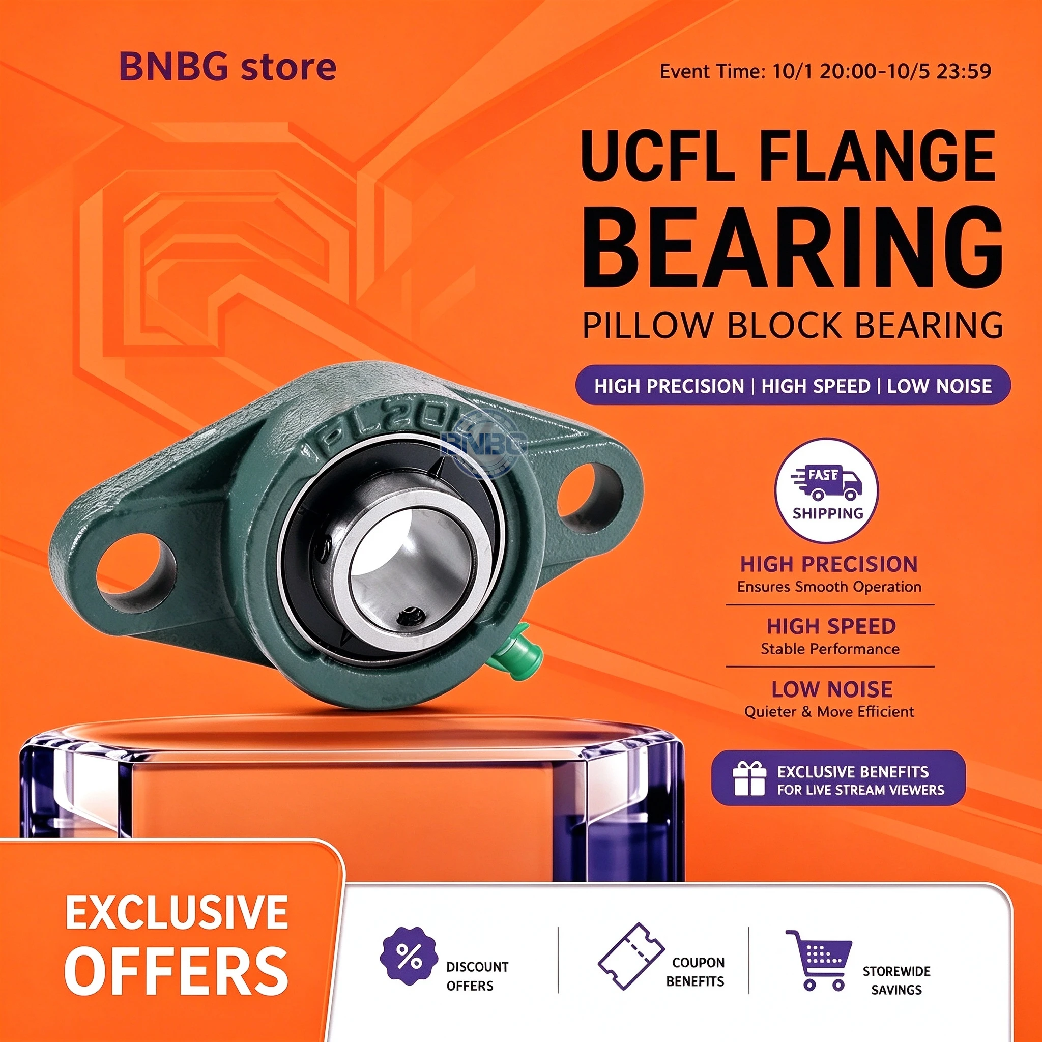 UCFL305 UCFL306 UCFL307 Diamond Flange Pillow Block Bearing Heavy Duty Outer Spherical Insert Bearing With FL Cast Housing