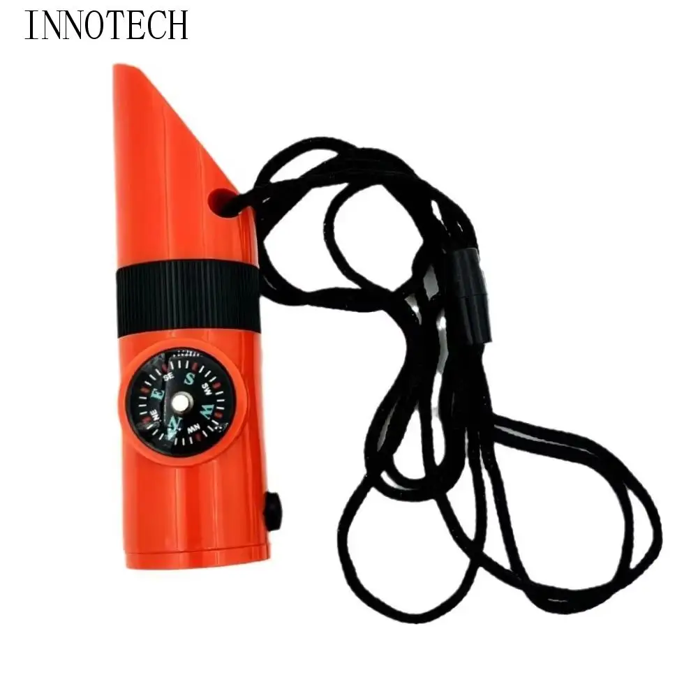 7-in-1 緊急サバイバルホイッスル コンパス 高デシベル アウトドアサバイバルホイッスル ポータブル多機能 7-in-1 緊急ホイッスル