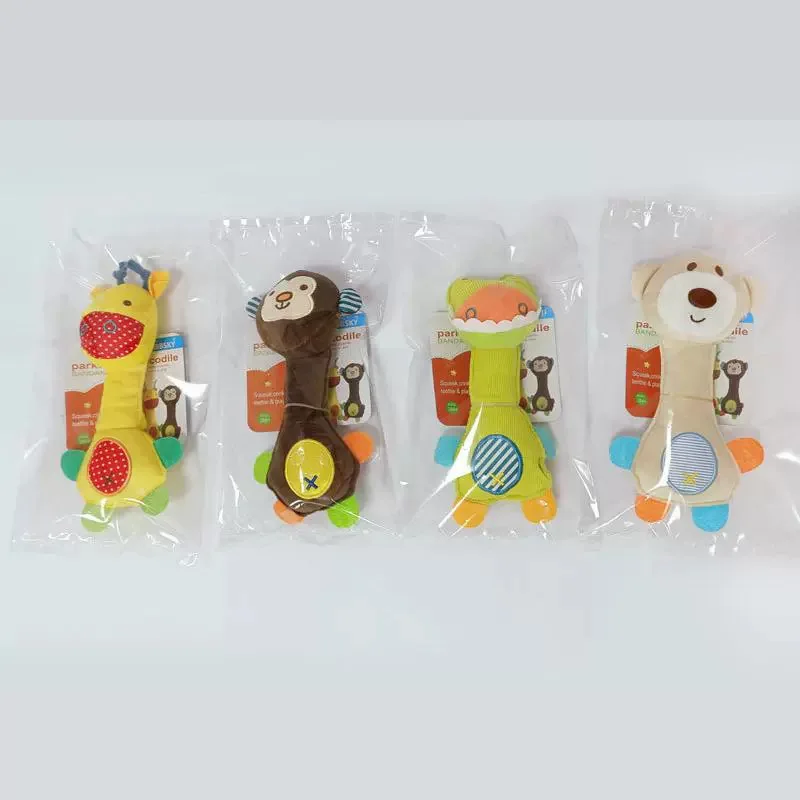 Baby Animal Hand Grasp Rattle Infant Toy Squeeze Shaker Sensory Teether Soft Shake Ring Soothing Toy For Newborn Toddler Kids
