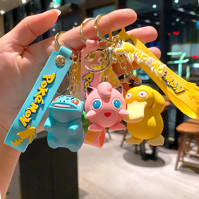 Pokemon Keychain Batch Pendant Pokemon Keyring Cute Pikachu Doll Bag Car Pendant for Birthday Kids Gift Toys Charm Bulk Gourd