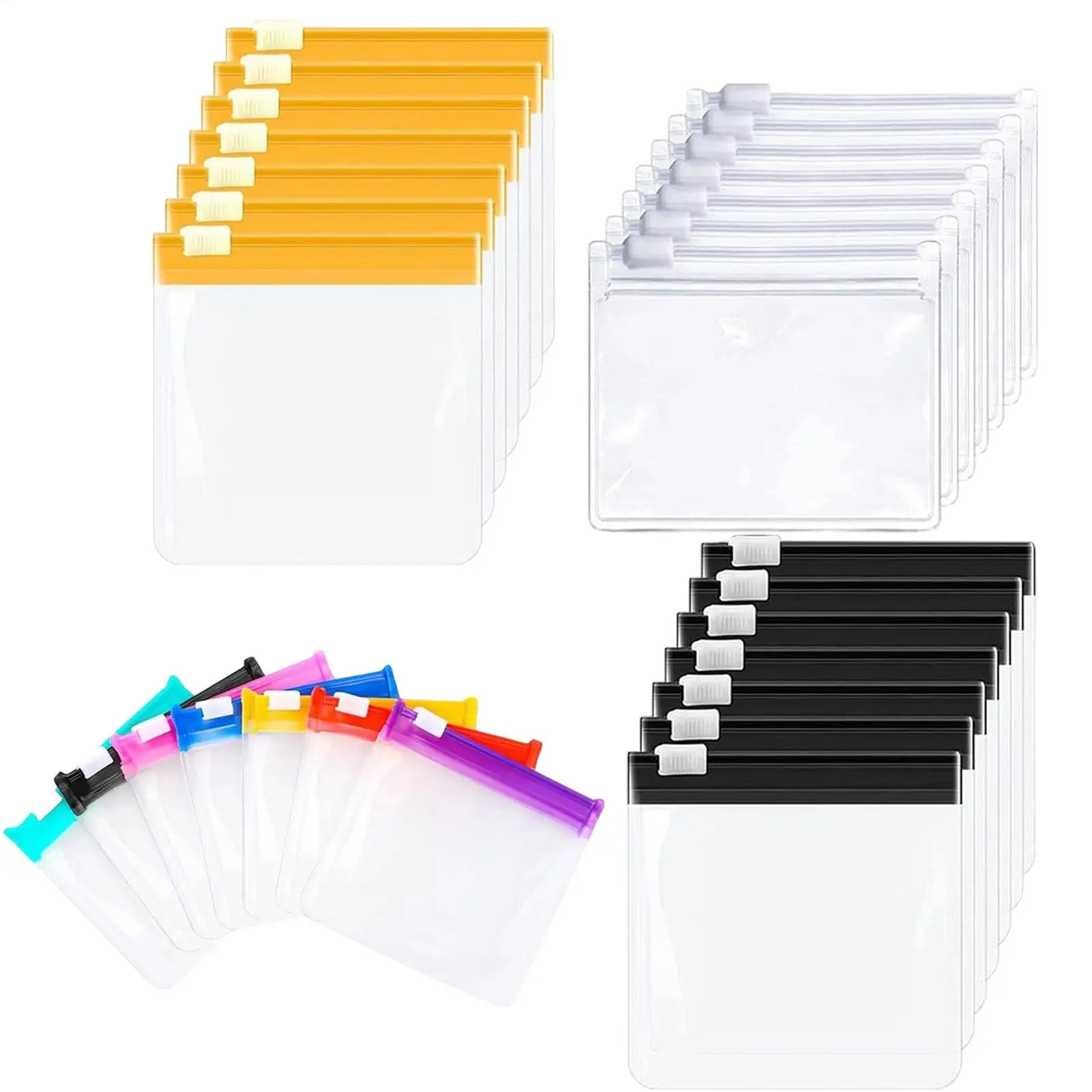 Storage Bags with Zipper 7 Pieces Clear Resealable Travel Candy Storage Pouch Waterproof Sealing Bags for Home Kitchen Pantry