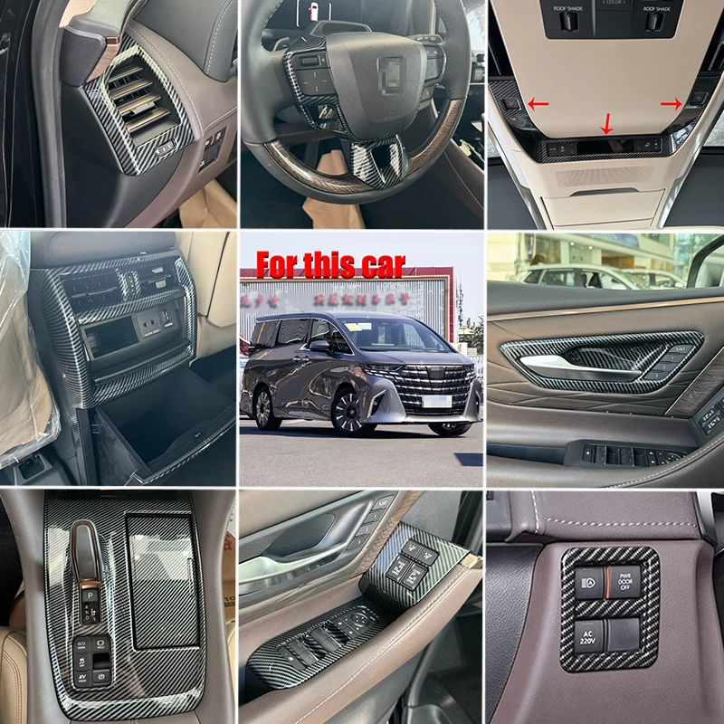 

Аксессуары для Toyota Alphard MPV 2024 2025, внутренняя кнопка переключения, рулевое колесо, розетка переменного тока, держатель для чашки, ручка, накладка