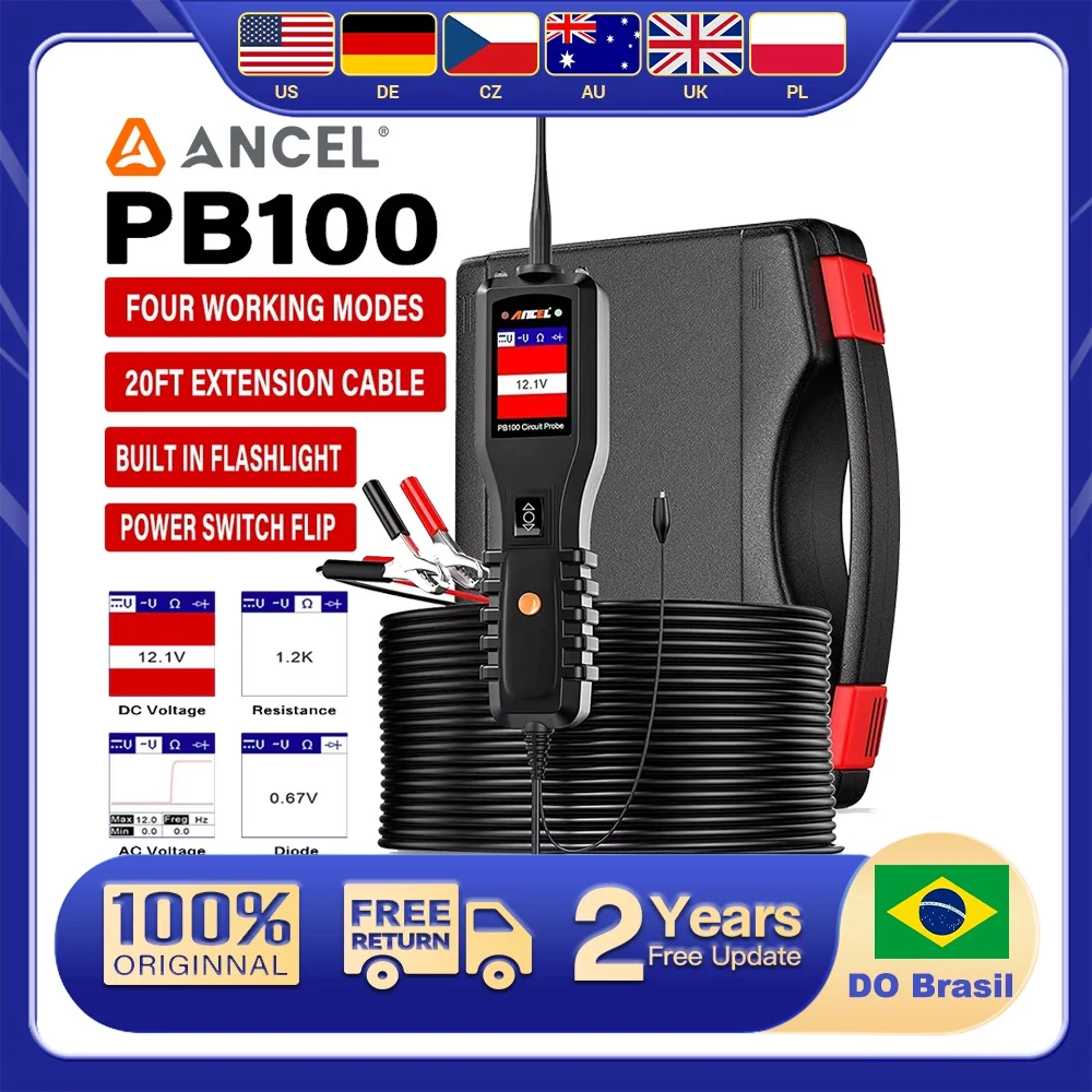 

Automotive Power Circuit Probe Kit Tester Ancel PB100 Buit-in Electrical 12V 24V Voltage Power Scanner System Diagnostic Tool