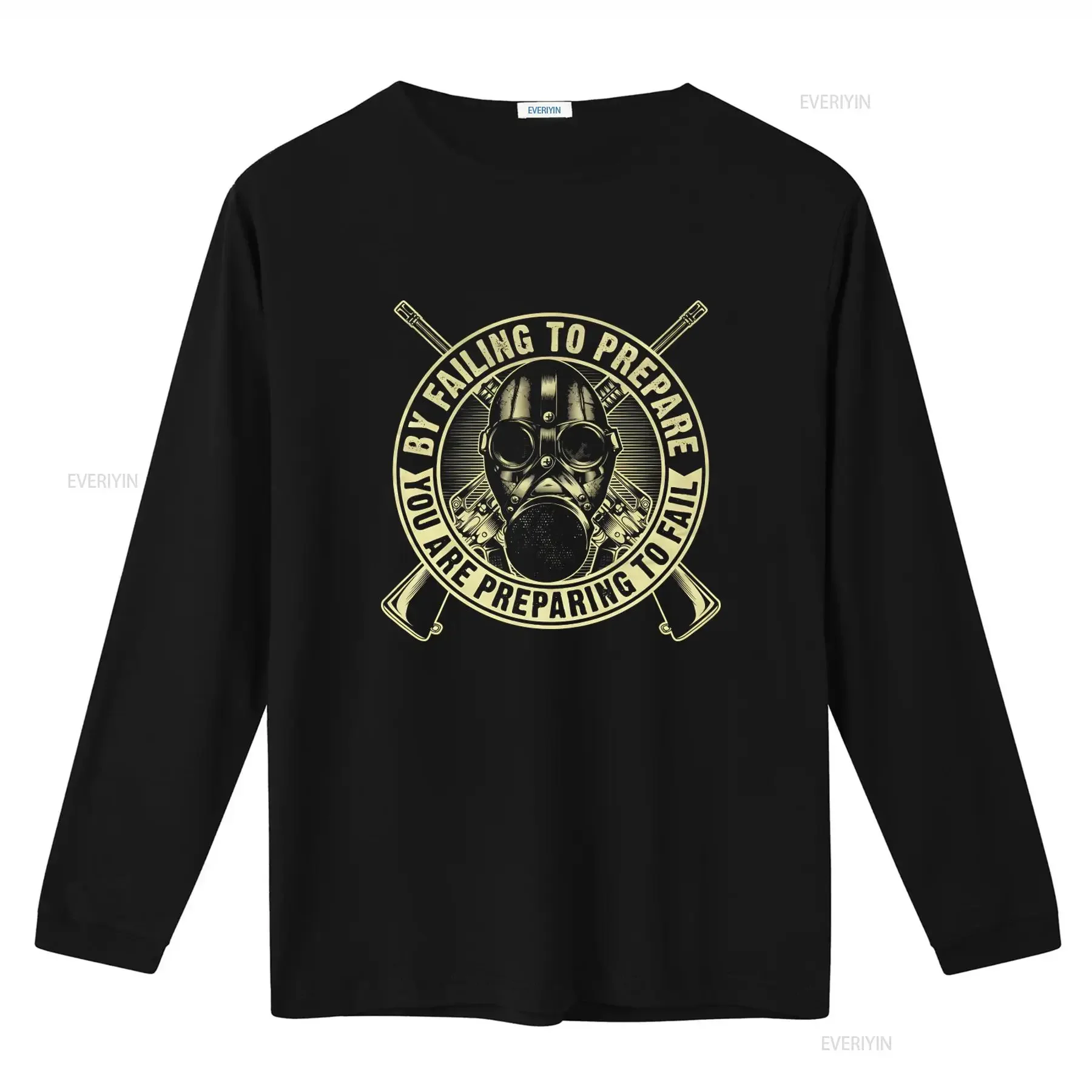 Prepper T Shirt M2 OLIV Gas Mask Design with 'By Failing To Prepare You Are Preparing Fail' Quote Apocalypse Survival vintage