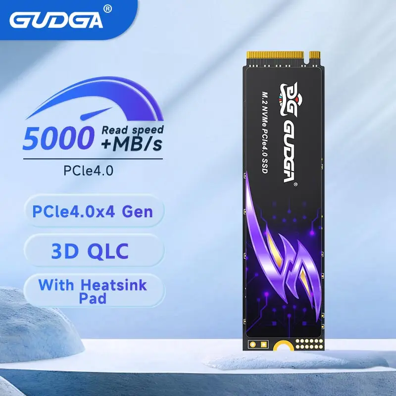 

GUDGA M.2 NVMe SSD 512 ГБ/1 ТБ/2 ТБ PCIe4.0 5000 МБ/с скорость чтения/записи, совместимость с PS5, обновление игрового ПК, ноутбука, настольного компьютера