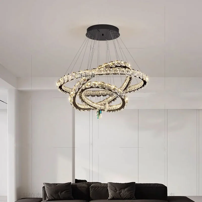 Modern Crystal stair chandelier lights indoor lighting Ceiling lamp hanging light led Chandeliers for living room indoor lightin