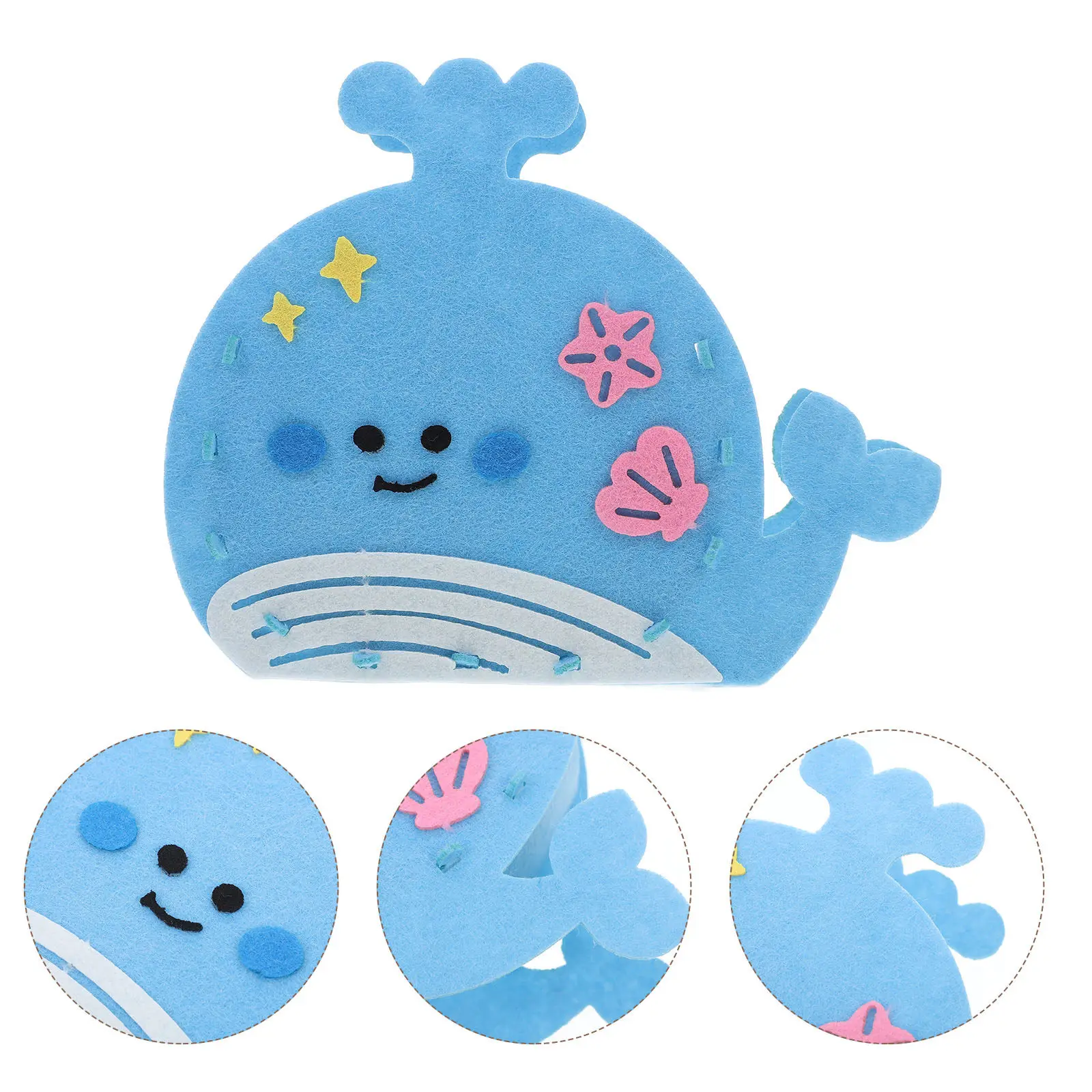 DIY Felt Whale Pencil Holder Cartoon Animal Design Easy Craft Kit for Kids Stationery Organizer for Desk Pencil Cup Holder
