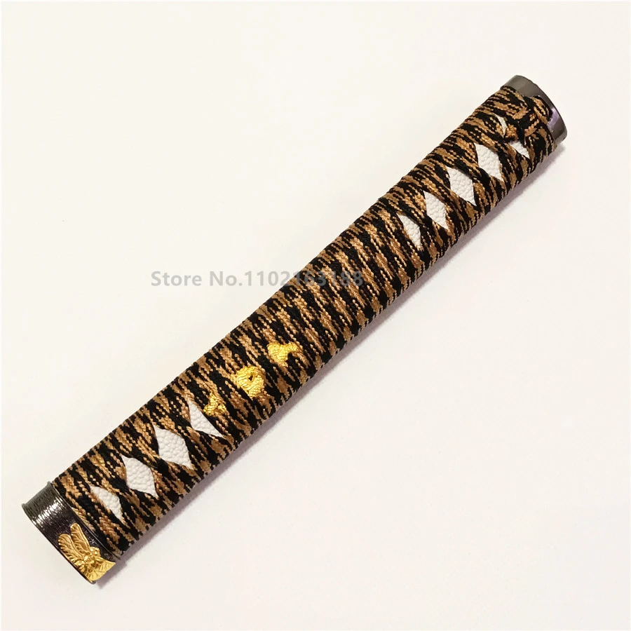 26CM Unique Handle Tsuka Alloy Fuchi Kashira Menuki Patrs For Japanese Sword Samurai Katana TSUKA Yellow Black Ito W Dragonfly