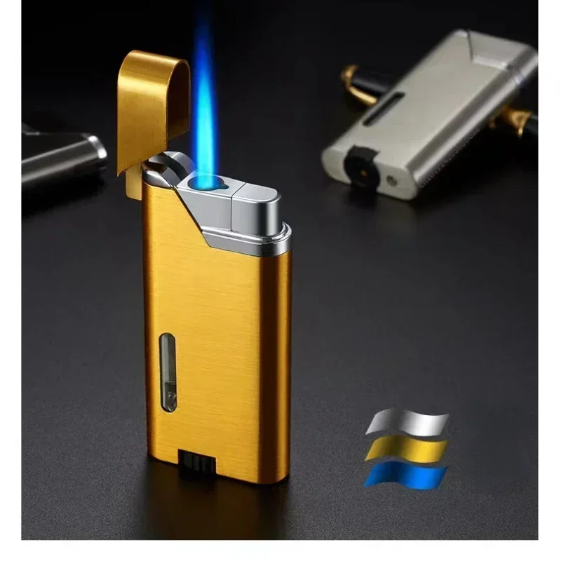 2024 New Metal Windproof Portable Igniter Visible Transom Inflatable Lighter Kitchen Outdoor Men Smoking Tool Gift