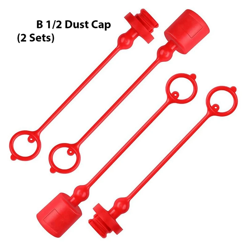 2Set ISO-B 1/2 Hydraulic Quick Coupler Male Dust Cap And Female Plug Cover, Fits Hydraulic Quick Disconnects Coupler