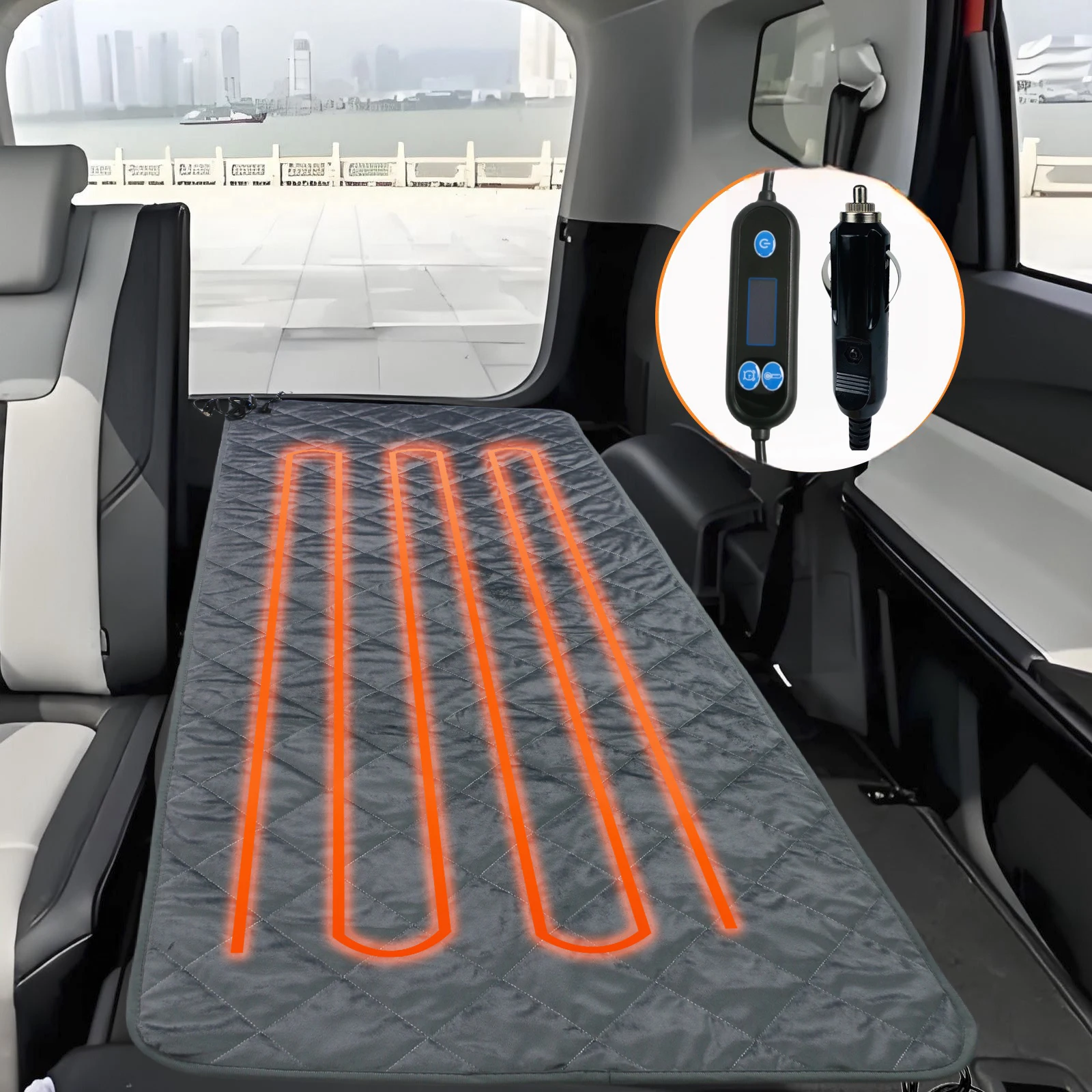 12V Car Electric Blanket Heating Mat Soft Crystal Velvet Comfortable Suitable for Car RV Camping Anti Slip Backing