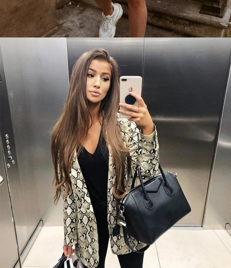 Mode européenne américaine tempérament motif serpent imprimé coupe ajustée manches longues Blazer femmes veste Chaqueta De Mujer