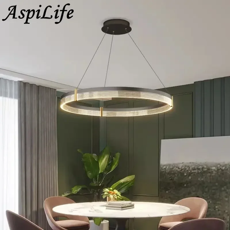 Imagem -05 - Modern Indoor Led Pendant Light Home Candelabro Living Quarto Cozinha Sala de Jantar Anel Luxo Candeeiros Pendurados