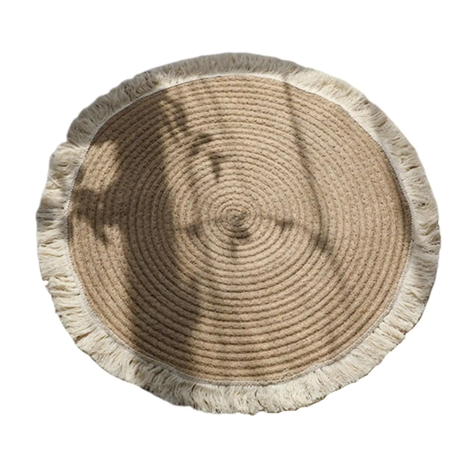 Natural Jute Round Area Rug Washable Non Shedding Braided Design Rug Home Decor for Lounge Hallway Bedroom Dining Room