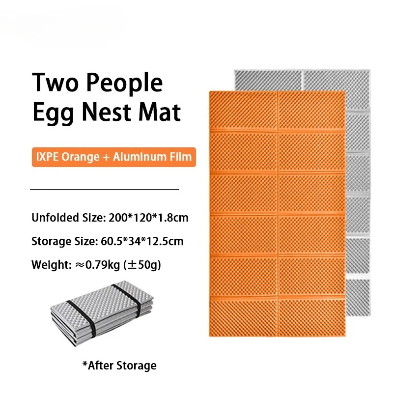 Ultralight Sleeping Pad IXPE Foam Camping Mat with Aluminum Foil R-Value 2.5 Thermal Insulation Egg Crate Pad for Hiking Gear
