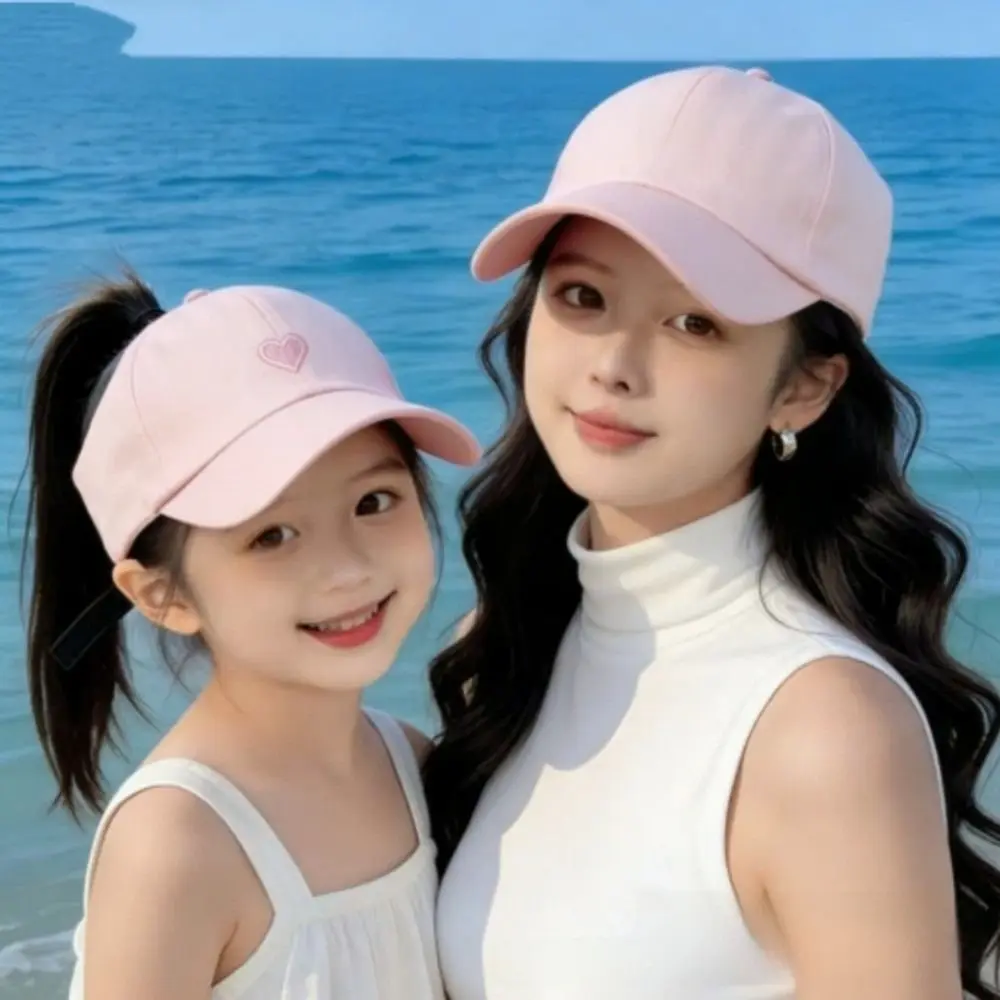 Heart-embroidered Baseball Cap for Girls Cute Breathable Children's Baseball Hat Sun Protection Tool UV Protection