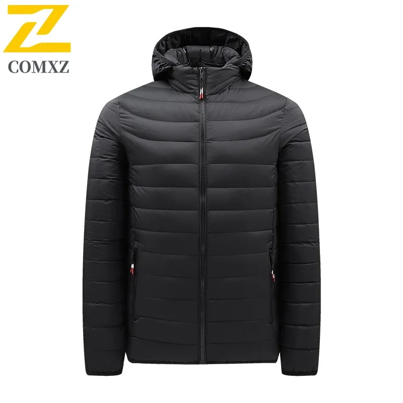 COMXZ Piumino con cappuccio da uomo Cappotto termico antivento impermeabile stile americano per sport all'aria aperta Inverno Streetwear 2025
