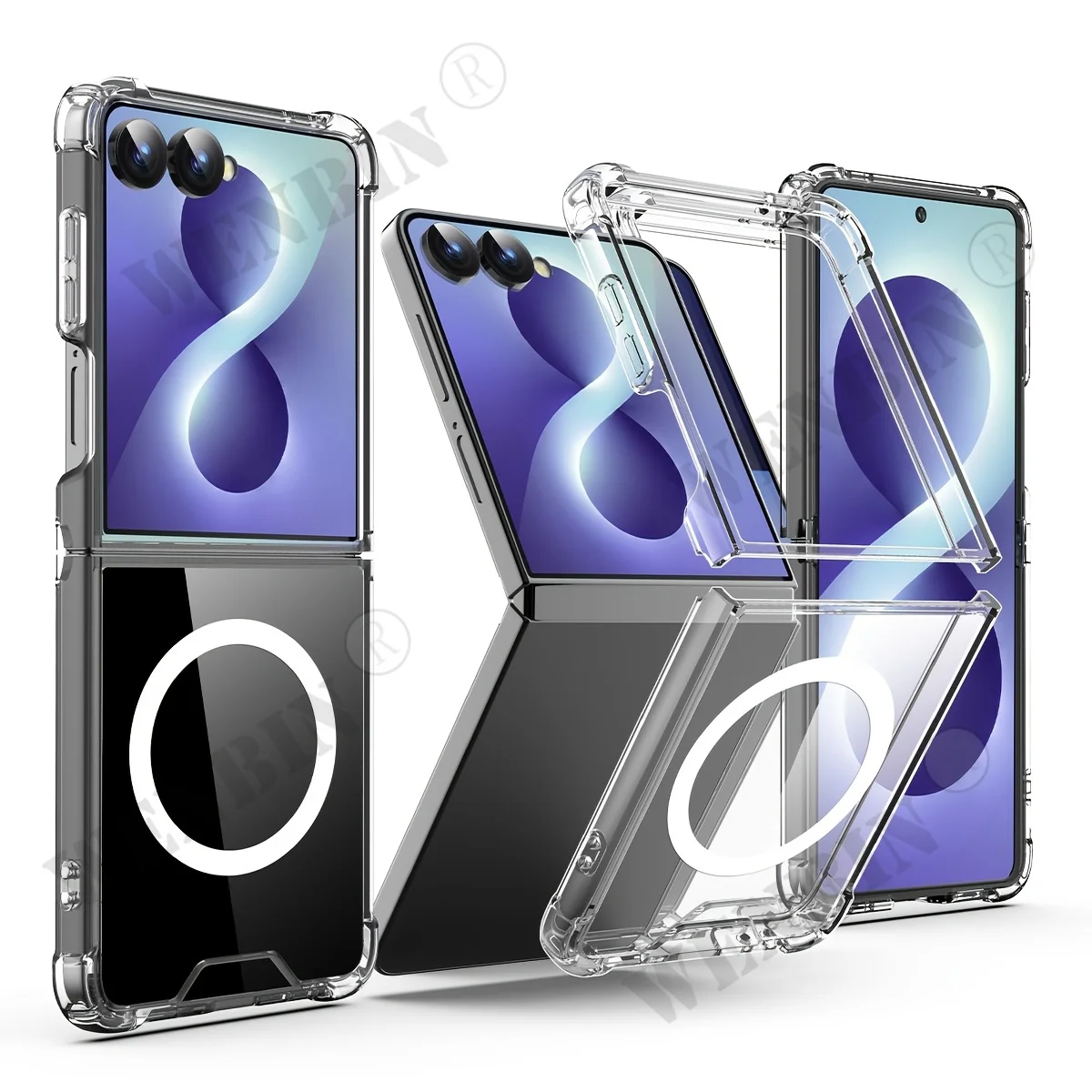 Magnetic Case For Samsung Galaxy Z Flip 8 7 6 Clear Protective with Magsafe Transparent Cover Coque Fundas