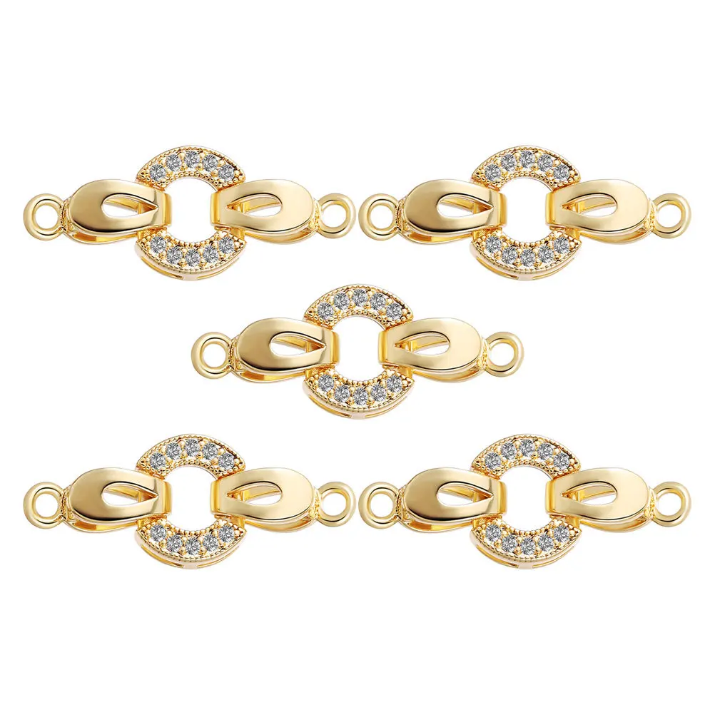 5 pcs Necklace End Connectors For Diy Jewelry Making Durable Copper Zircon Closure Bracelet Clasp Extender Connector Clasp