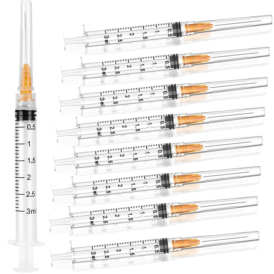 50 jeringas desechables Luer Lock de 3 ml, adecuadas para mascotas y animales de granja, uso industrial, dispensación en laboratorio y aplicaciones manuales