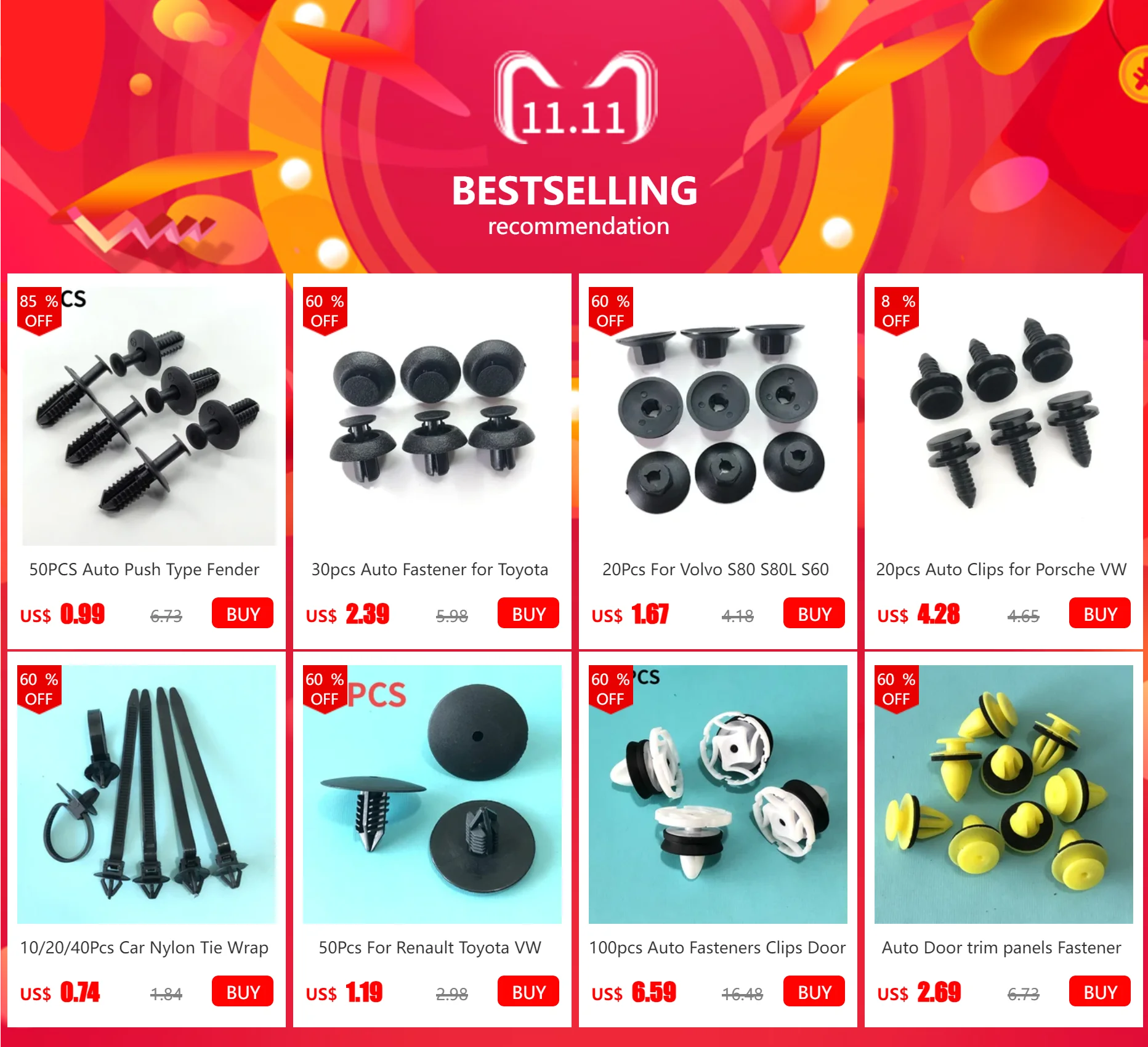 50pcs Plastic Rivets Auto Fastener Clip for peugeot 206 307 308 407 3008 508 207 208 2008 for citroen c3 c5 berlingo c4 picasso