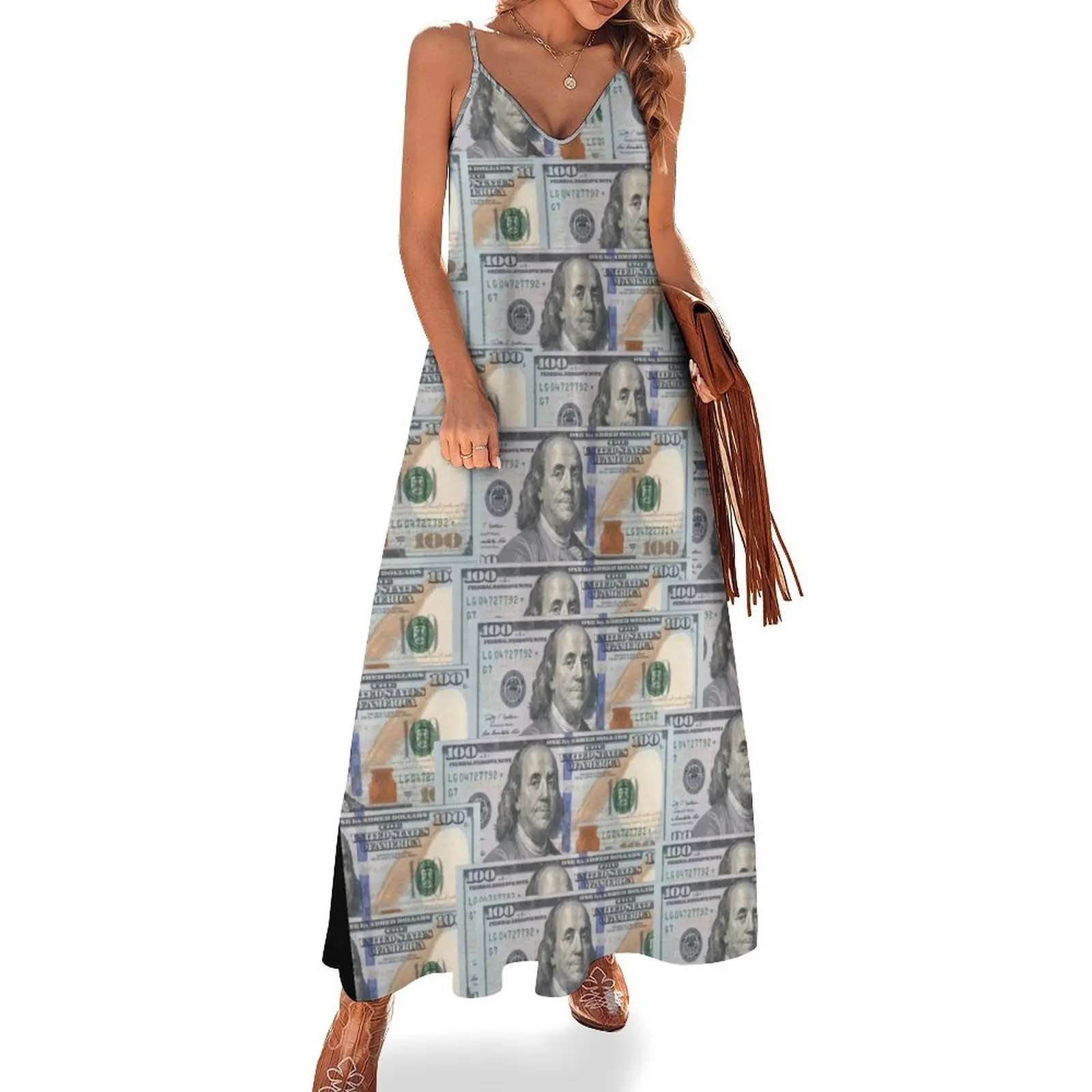

100 dollar bills Sleeveless Dress summer dresses for women 2024 dresses women summer 2024