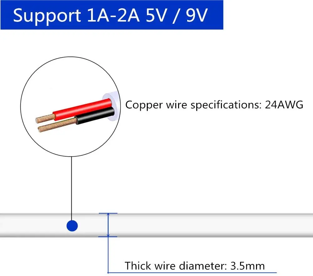 3 قطعة تمديد كابل يو إس بي إلى تيار مستمر كابل-5 فولت USB 2.0 ميناء ذكر إلى تيار مستمر 5 فولت ذكر 5.5 مللي متر x 2.5 مللي متر سلك الطاقة الأبيض 100 سنتيمتر (3.3ft)