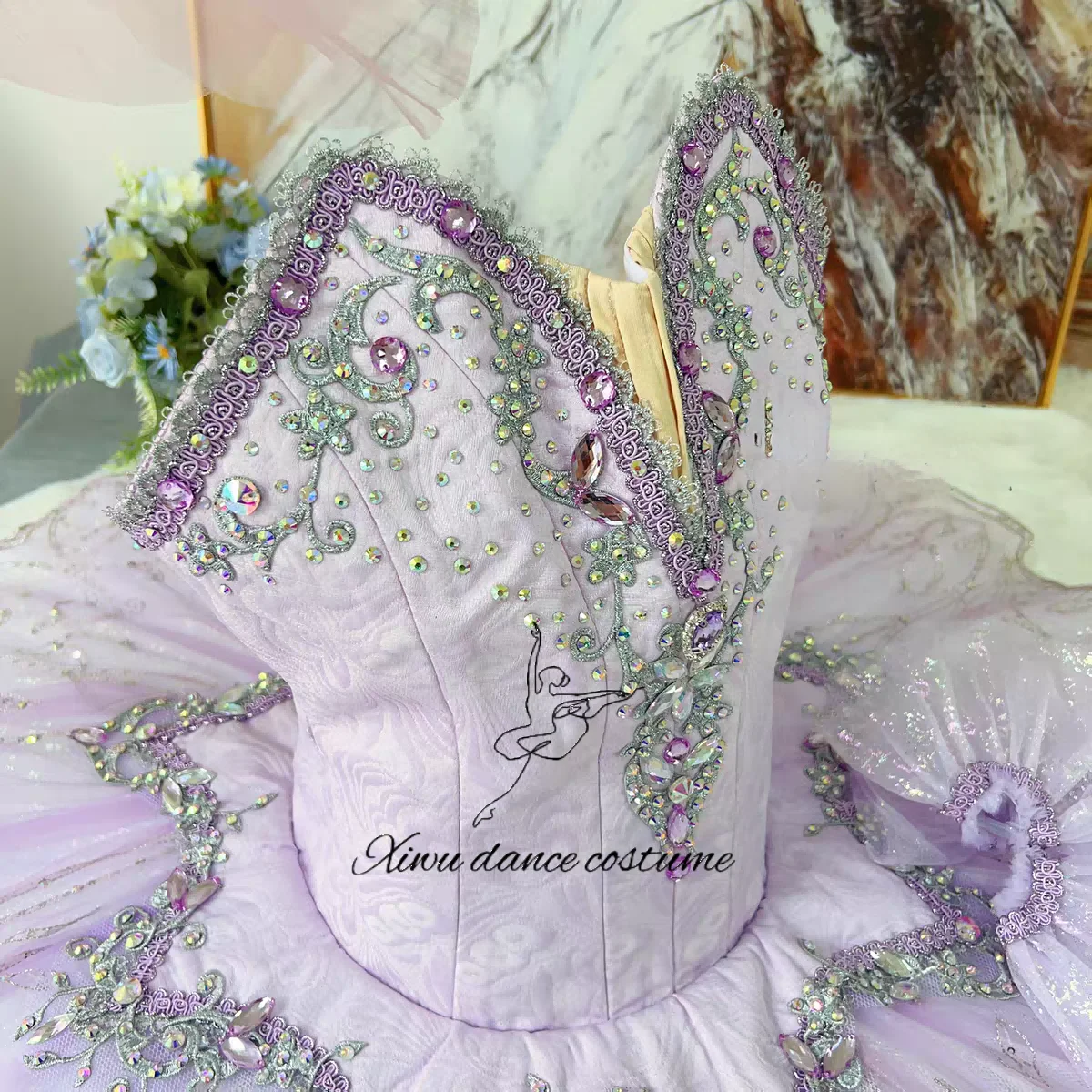 Pastel Purple Lace-Embellished Professional Ballet Performance Tutu