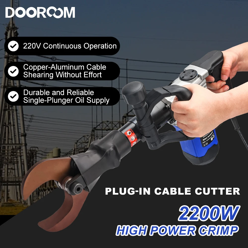 DOOROOM Electric Hydraulic Cable Cutter Plug-in Multifunctional Wire Cutter For Cutting Rechargeable Electric Power Cable Tool