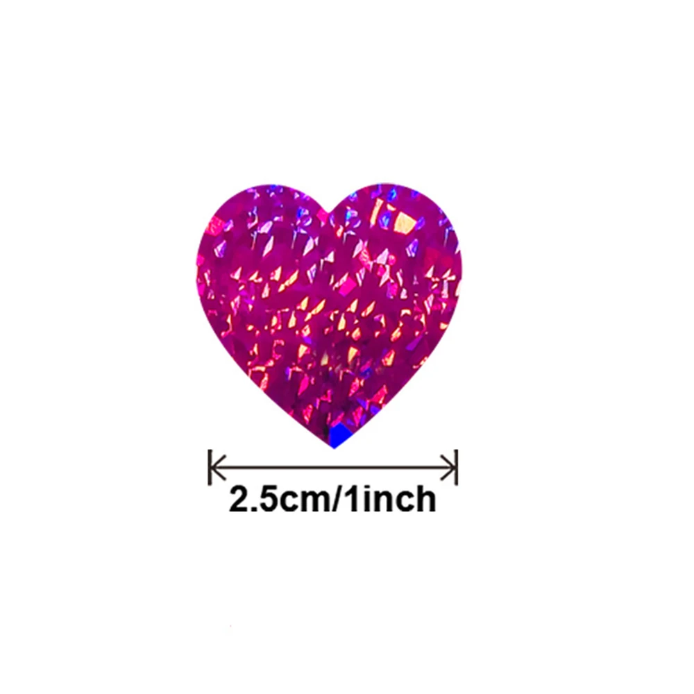 1inch Valentine's Day Colored Glitter Stickers Heart-shaped Decorative Labels Love Decoration For Wedding Anniversary Stickers