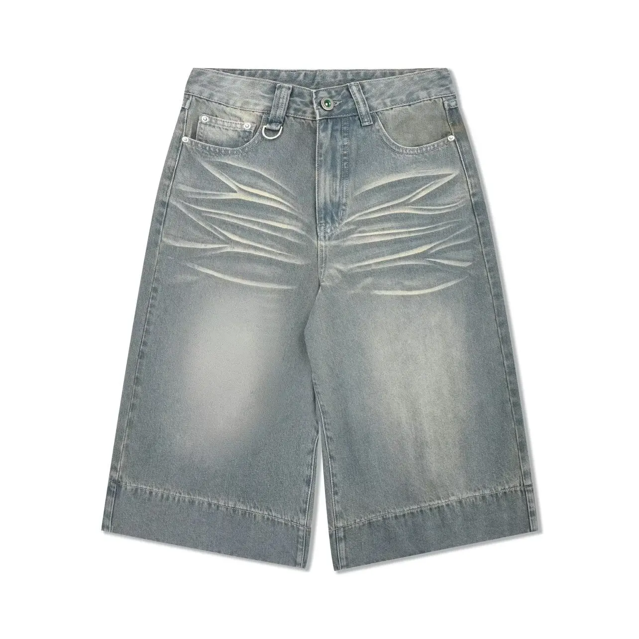 Korean Fashion Summer Wide Leg Denim Shorts Pants for Men High Street Harajuku Baggy Men's Jeans Y2k Hip Hop Streetwear Men