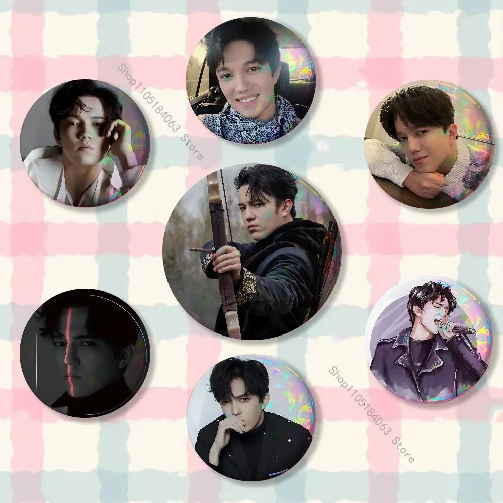 

D-Dimash K-Kudaibergen Laser reflective round badges pins bag clothing decorations collectibles gifts for friends