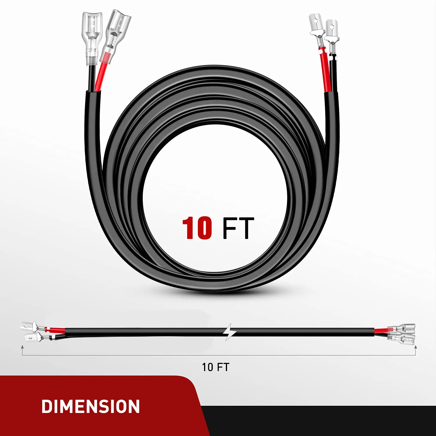 2PCS 16 AWG 10 Feet Wiring Harness Extension Kit for LED Work Light Bar Led Pods Off Road Lights Driving Fog Light Boat Lighting