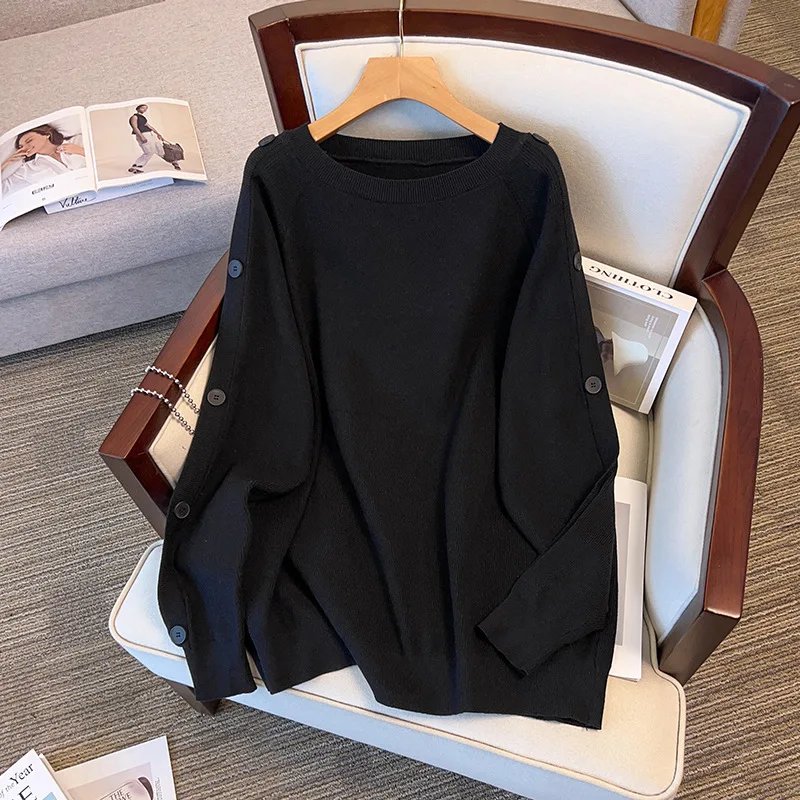 

6XL 7XL 100/150/175kg Autumn Oversize Women Clothing Bust 150/160cm Loose Fitting Pullovers Thickened Sweaters Knitted Wear